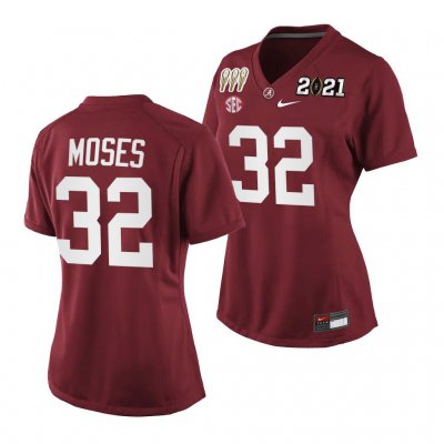 Women's Alabama Crimson Tide #32 Dylan Moses 3X CFP National Championship Crimson NCAA Special Edition College Football Jersey 2403HRWI1